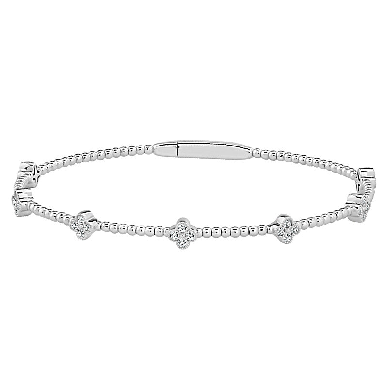 14Kt White Gold Grenada Flex Bangle Bracelet With .37cttw Natural Diamonds