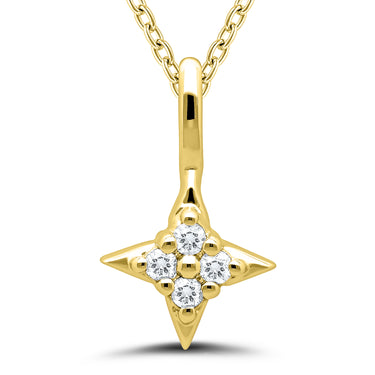 14Kt Yellow Gold Star Of Hope Pendant With 4 Round Diamonds Totaling .25cttw