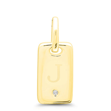 Sterling Silver with Gold Overlay Initial ID Tag Pendant - J