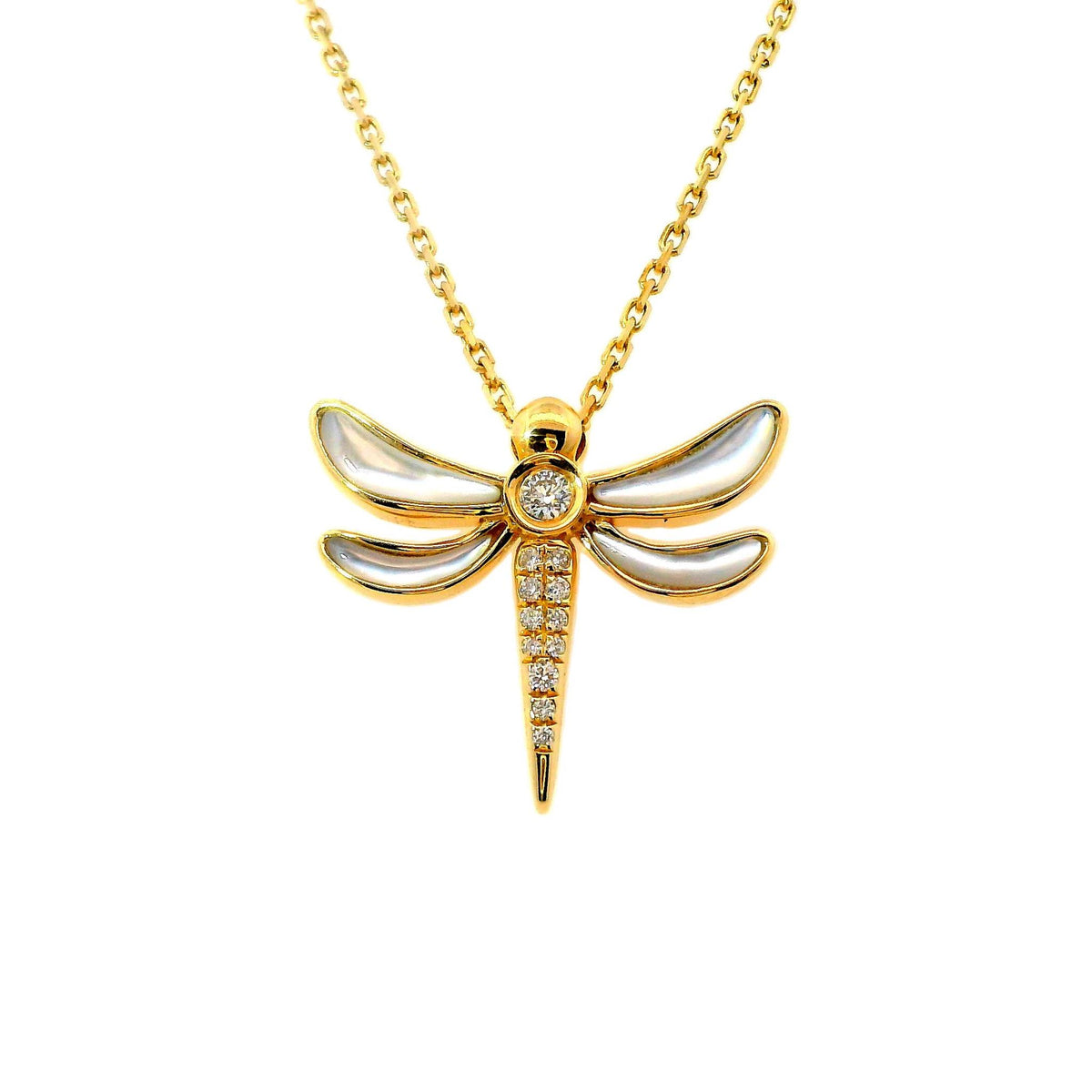 Frederic Sage Dragonfly Pendant with White Mother of Pearl Inlay and Diamonds