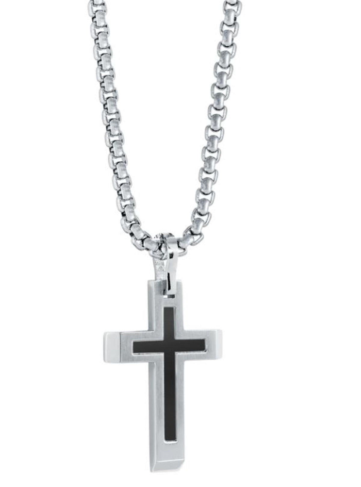 Matte Centre Cross Pendant on a 22" Stainless Steel Round Box Chain