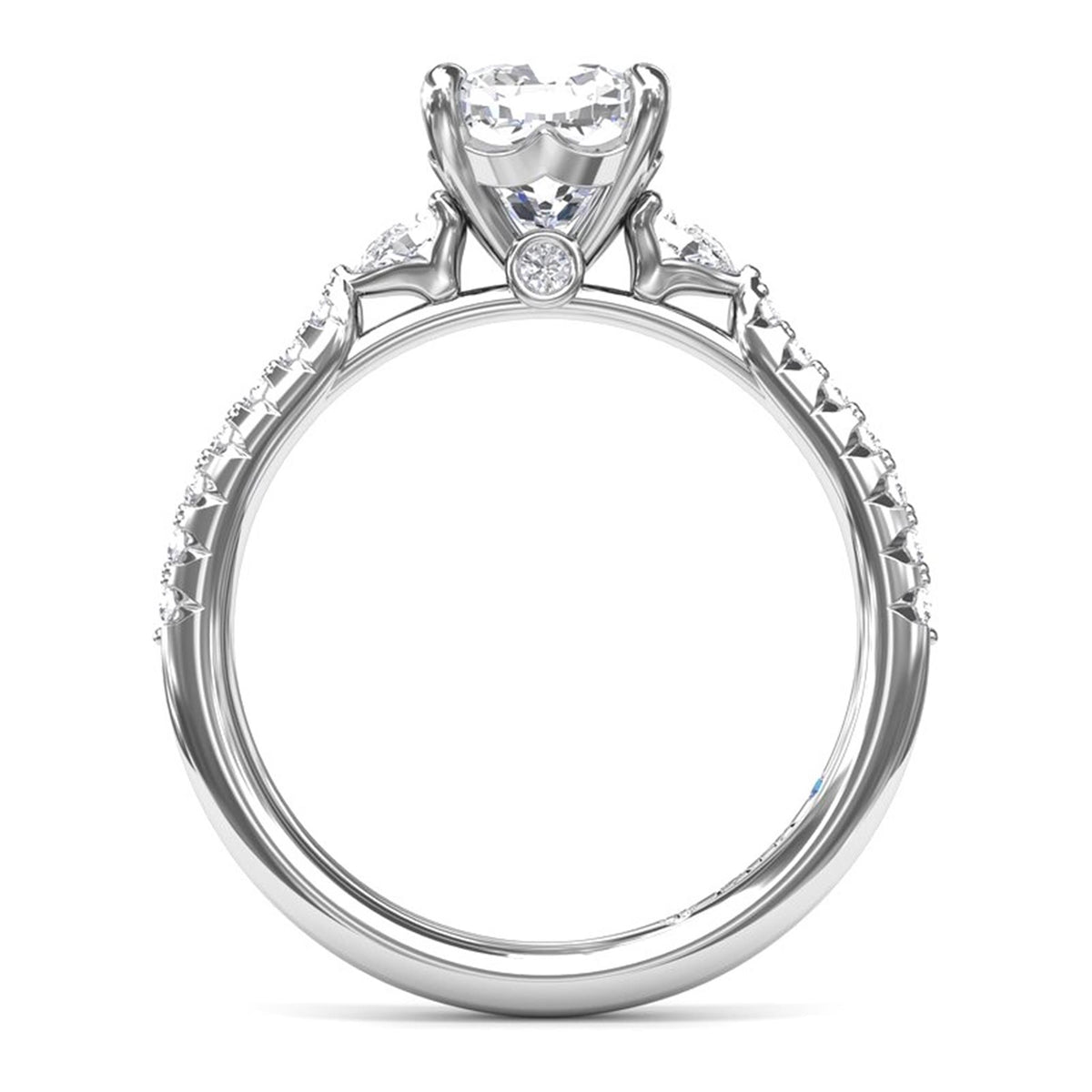 14Kt White Gold Three-Stone Engagement Ring Mounting With 0.41cttw Natural Diamonds