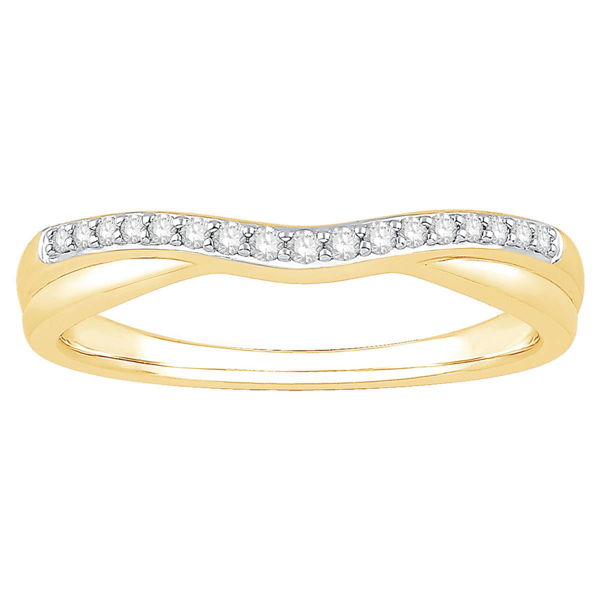 14Kt Yellow Gold Curved Wedding Ring With 0.10cttw Natural Diamonds