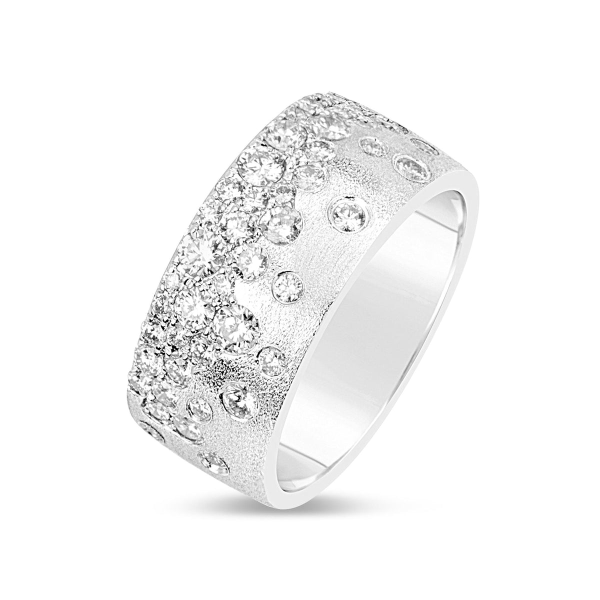 Confetti Collection 14Kt White Gold 8.7mm Band  With 1.04cttw Natural Diamonds