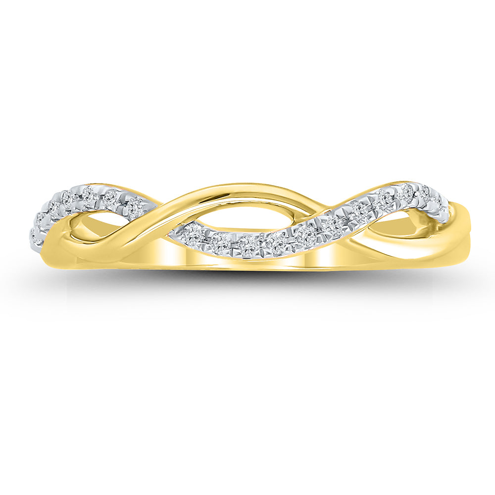 10Kt Yellow Gold Infinity Twist Ring With 0.10cttw Natural Diamonds