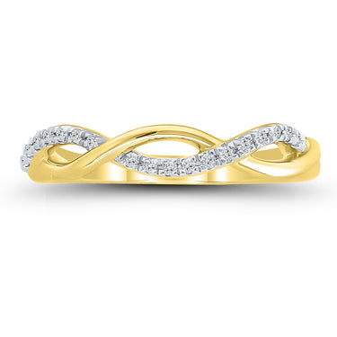 10Kt Yellow Gold Infinity Twist Fashion Ring With 0.10cttw Natural Diamonds