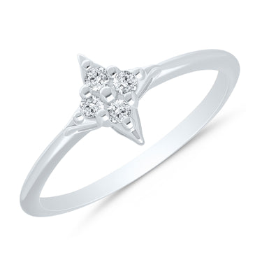 Star Of Hope 14Kt White Gold Ring with 4 Natural Diamonds Totaling .25 Carats )-Size 7