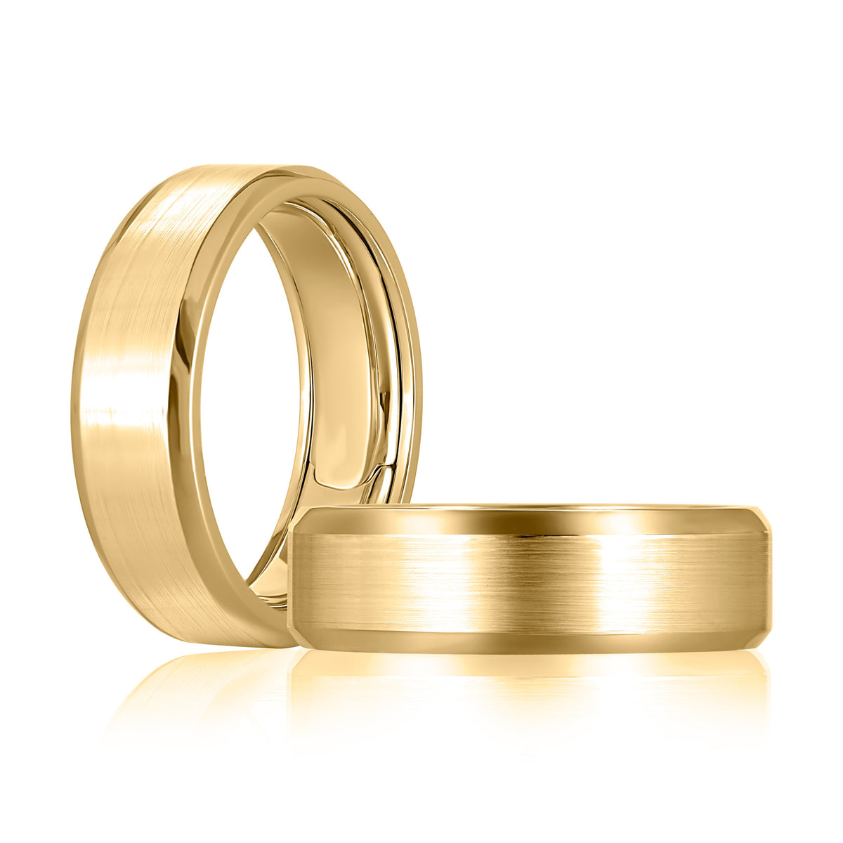A. Jaffe Expandable 7mm Satin Center High Polish Beveled Edges Men's Band in 14K Yellow Gold