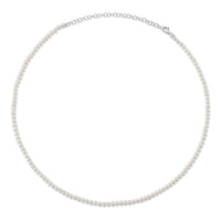 Shy Creation 3x3.5mm Cultured Freshwater Pearl  Necklace with 14K White Gold Link Extender