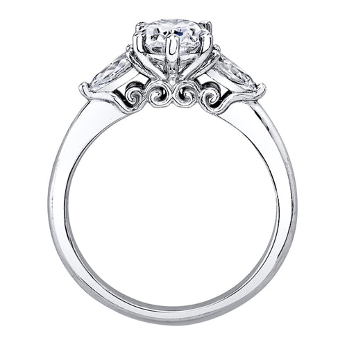 14Kt White Gold Three-Stone Ring Mounting With .40cttw Natural Diamonds