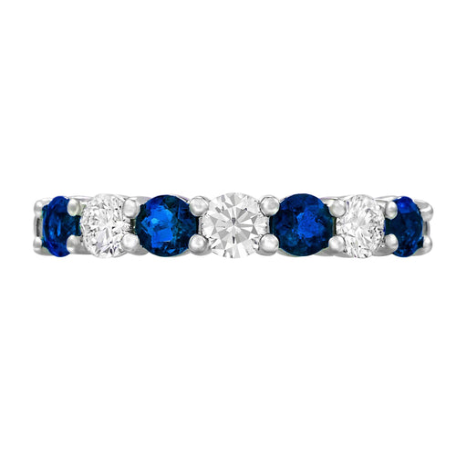 18Kt White Gold Sapphire and Diamond Stackable Band