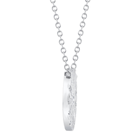 Shy Creation 14Kt White Gold 14mm Circle Pendant with Natural Diamonds