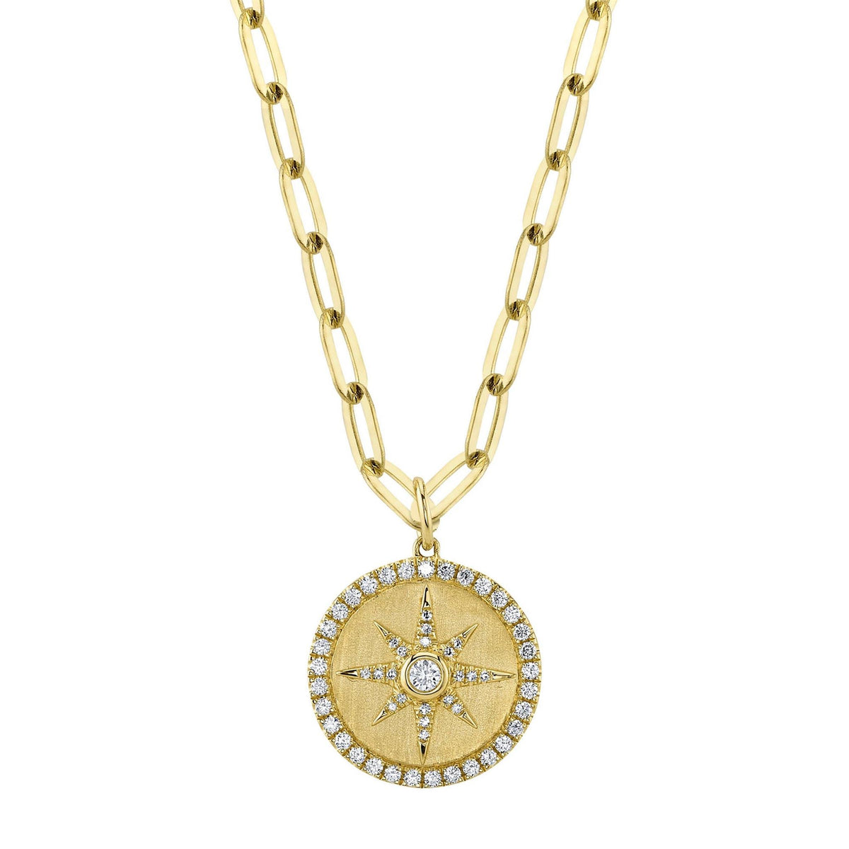 Shy Creation 14Kt Yellow Gold Compass Pendant With .43cttw Natural Diamonds