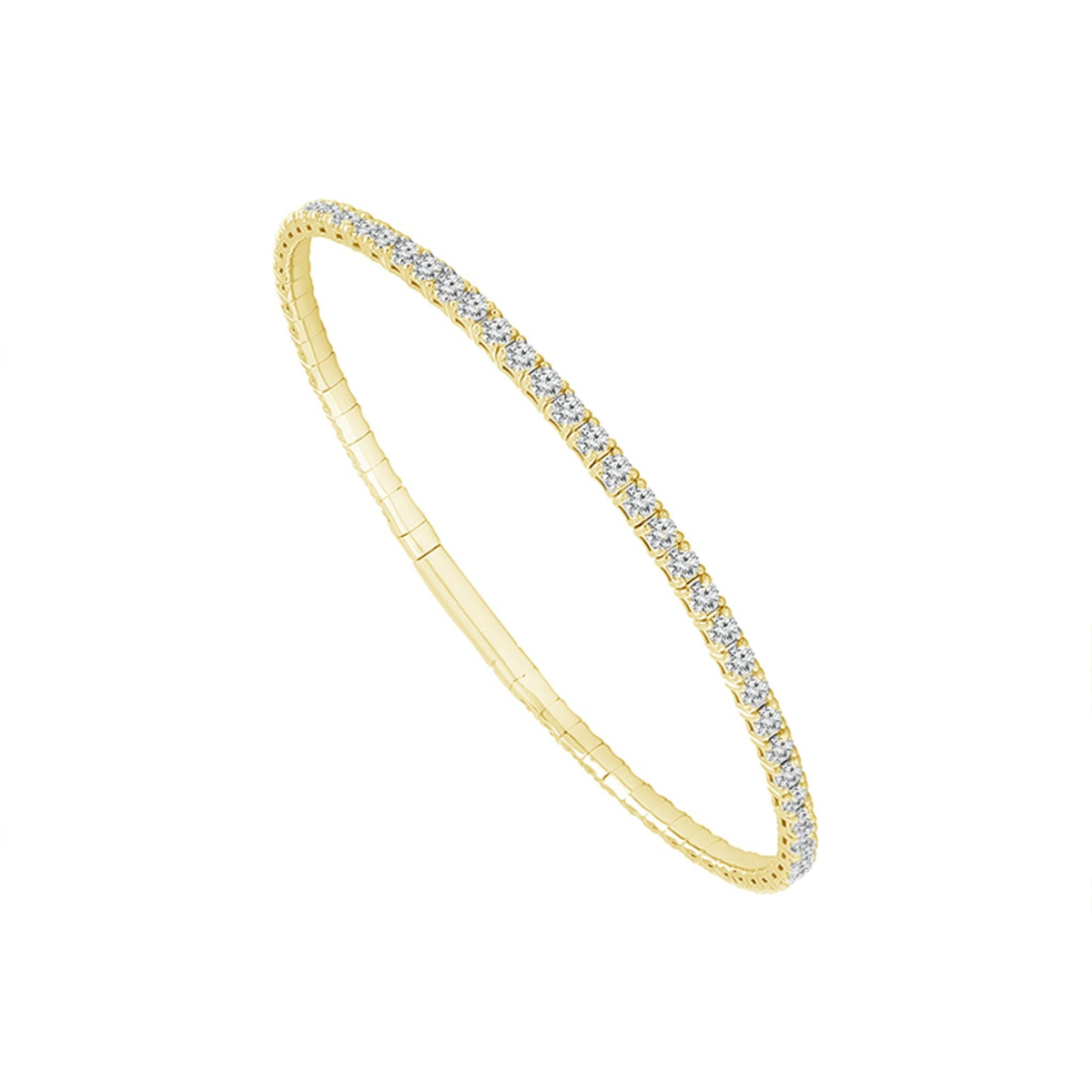 14Kt Yellow Gold Eternity Flex Bangle Bracelet With 3.50cttw Natural Diamonds