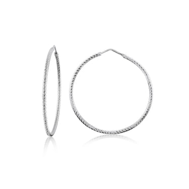 Sterling Silver Diamond-Cut 45mm Large Hoops
