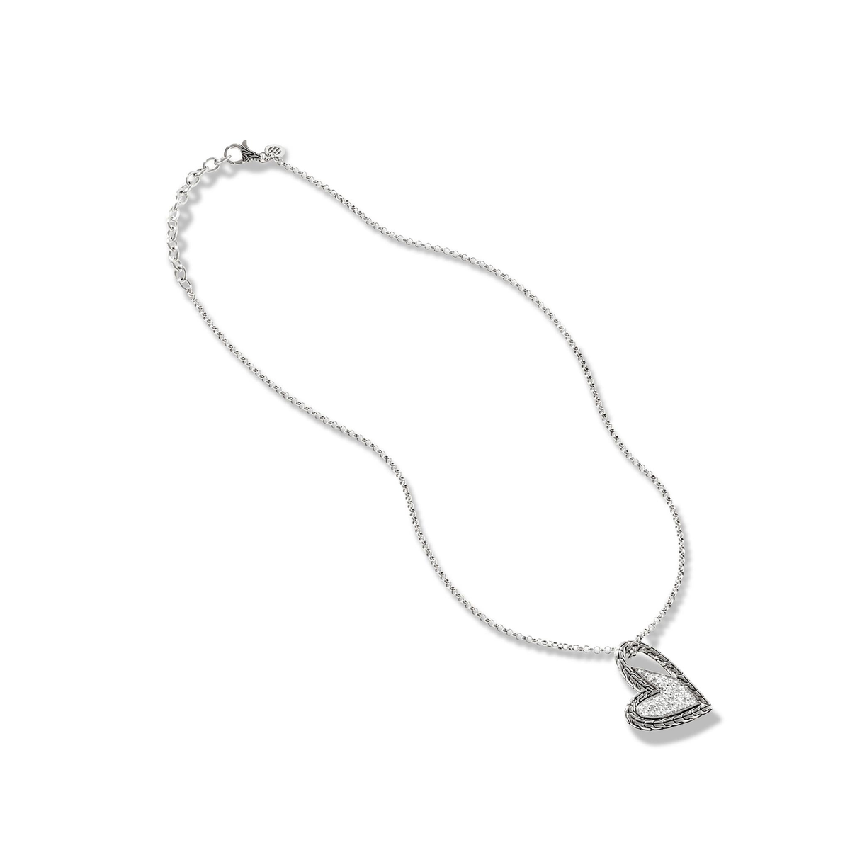 John Hardy Silver Manah Diamond Heart Necklace