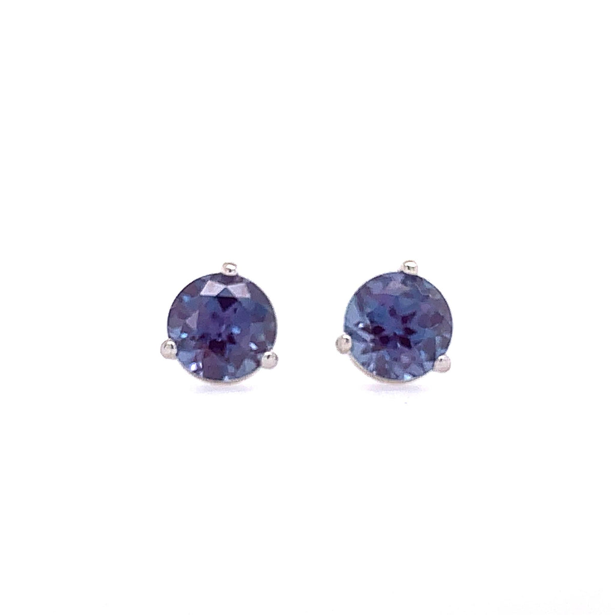 14Kt White Gold Martini Stud Earrings With 1.23ctwt Chatham Alexandrites