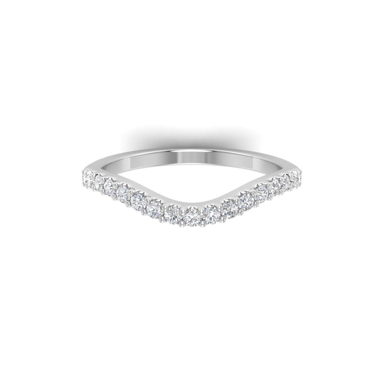 14Kt White Gold Curved Wedding Ring with 0.34cttw Natural Diamonds