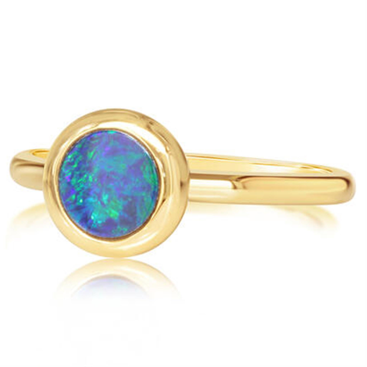 14Kt Yellow Gold Bezel Set Ring with Australian Opal