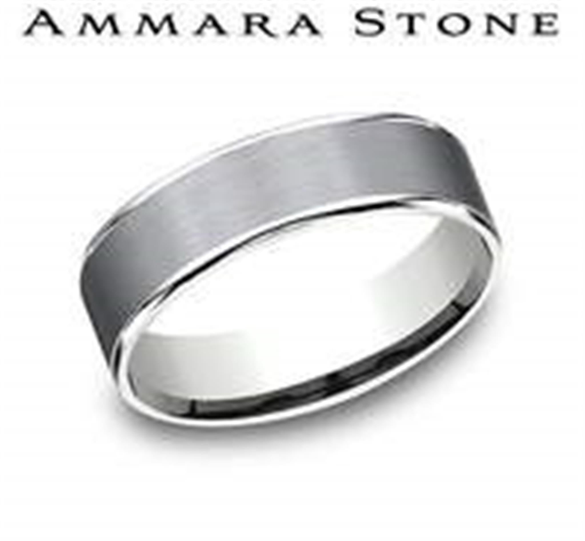 Ammara Stone 14Kt White Gold & Tantalum Inlay 6.5mm Band