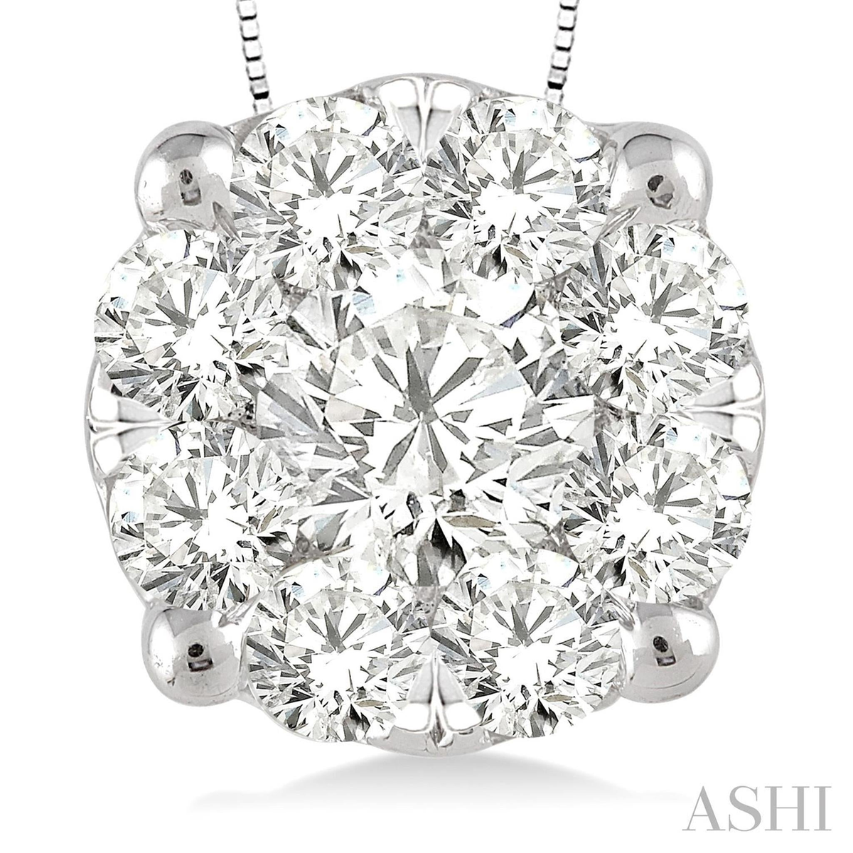 Lovebright 14Kt White Gold Pendant With 1.00cttw Natural Diamonds