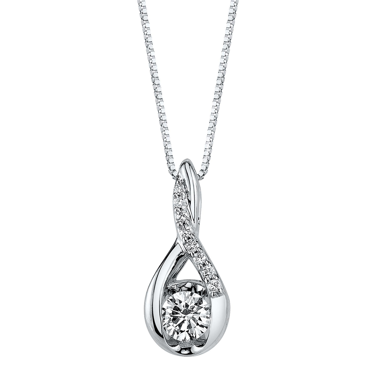 Journey Weave 14Kt White Gold Pendant With .33cttw Natural Diamonds