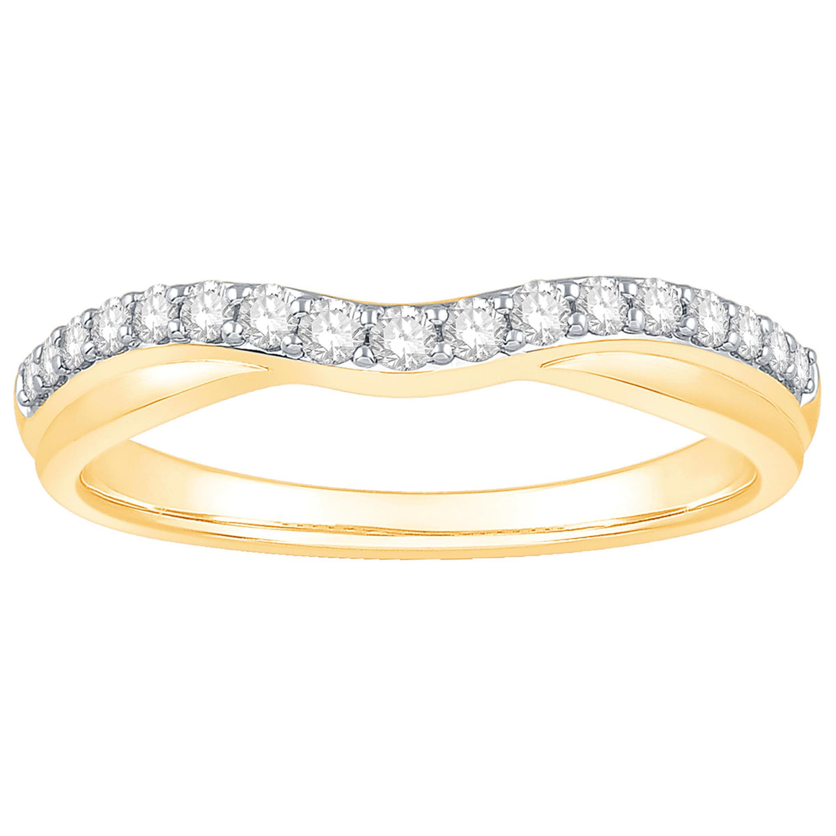 14Kt White Gold Curved Magic Band  With .25cttw Natural Diamonds