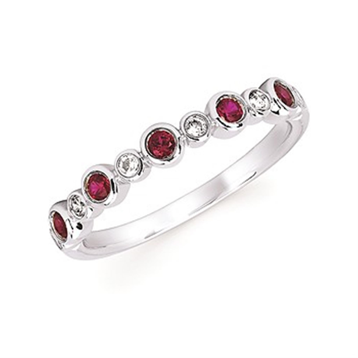 14Kt White Gold Stackable Lab-Created Ruby Diamond Ring