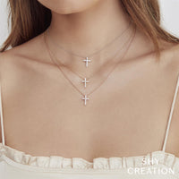 14Kt White Gold Cross Pendant With .32cttw Natural Diamonds