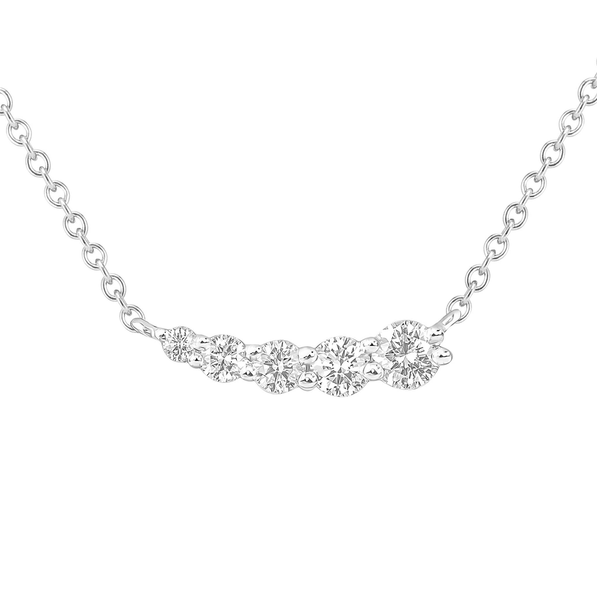 14kt White Gold Diamond Journey Necklace with 30cttw Round Natural Diamonds