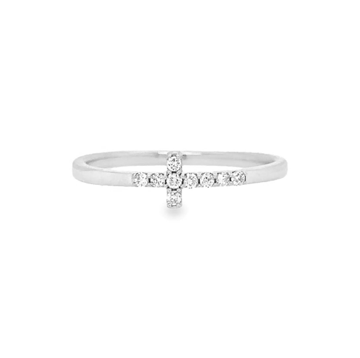 10Kt White Gold Cross Fashion Ring With 0.20cttw Natural Diamonds