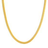 16" 14Kt Yellow Gold 6.4mm Oval Flat Semi-Solid Diamond Cut Snake Chain