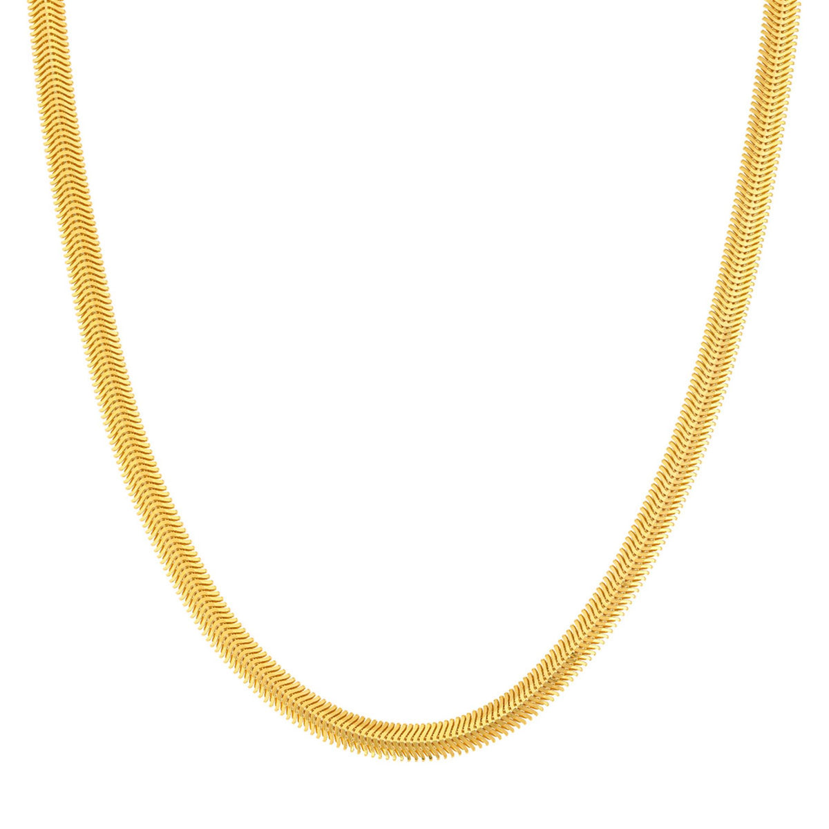 18" 14Kt Yellow Gold 6.4mm Oval Flat Semi-Solid Diamond Cut Snake Chain