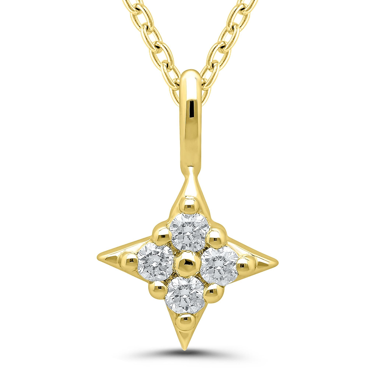 Star Of Hope Yellow Gold Over Sterling Silver Pendant with .10cttw Natural Diamonds on 18" Cable Chain