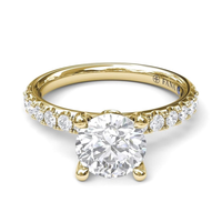 FANA 14Kt Yellow Gold Classic Prong-Set Engagement Ring Mounting - 1.5ct Round Center Stone Sold Separately