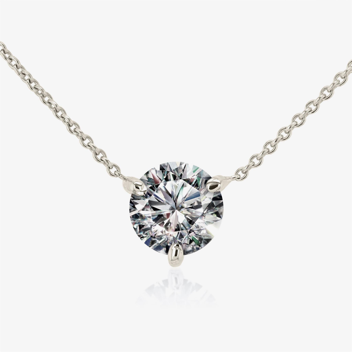 14Kt White Gold Solitaire Pendant 0.50Ct Natural Diamond