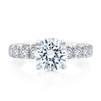 A. Jaffe Round Center and Pave Band Engagement Ring