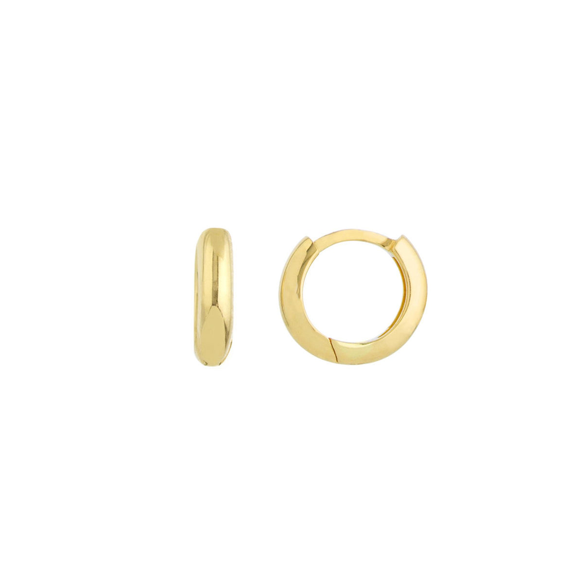 14Kt Yellow Gold 9mm Round Hinged Hoop Earrings