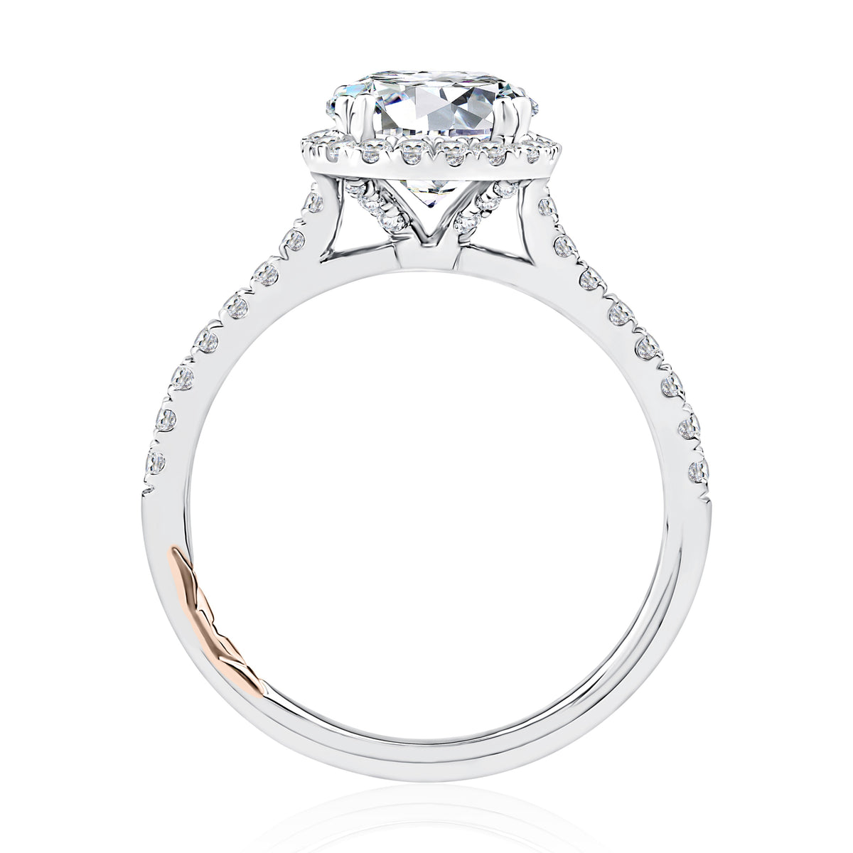 A. Jaffe Round Halo Pave Engagement Ring Mounting in 14K White Gold