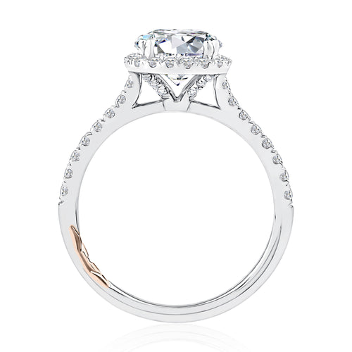 A. Jaffe Round Halo Pave Engagement Ring in 14K White Gold