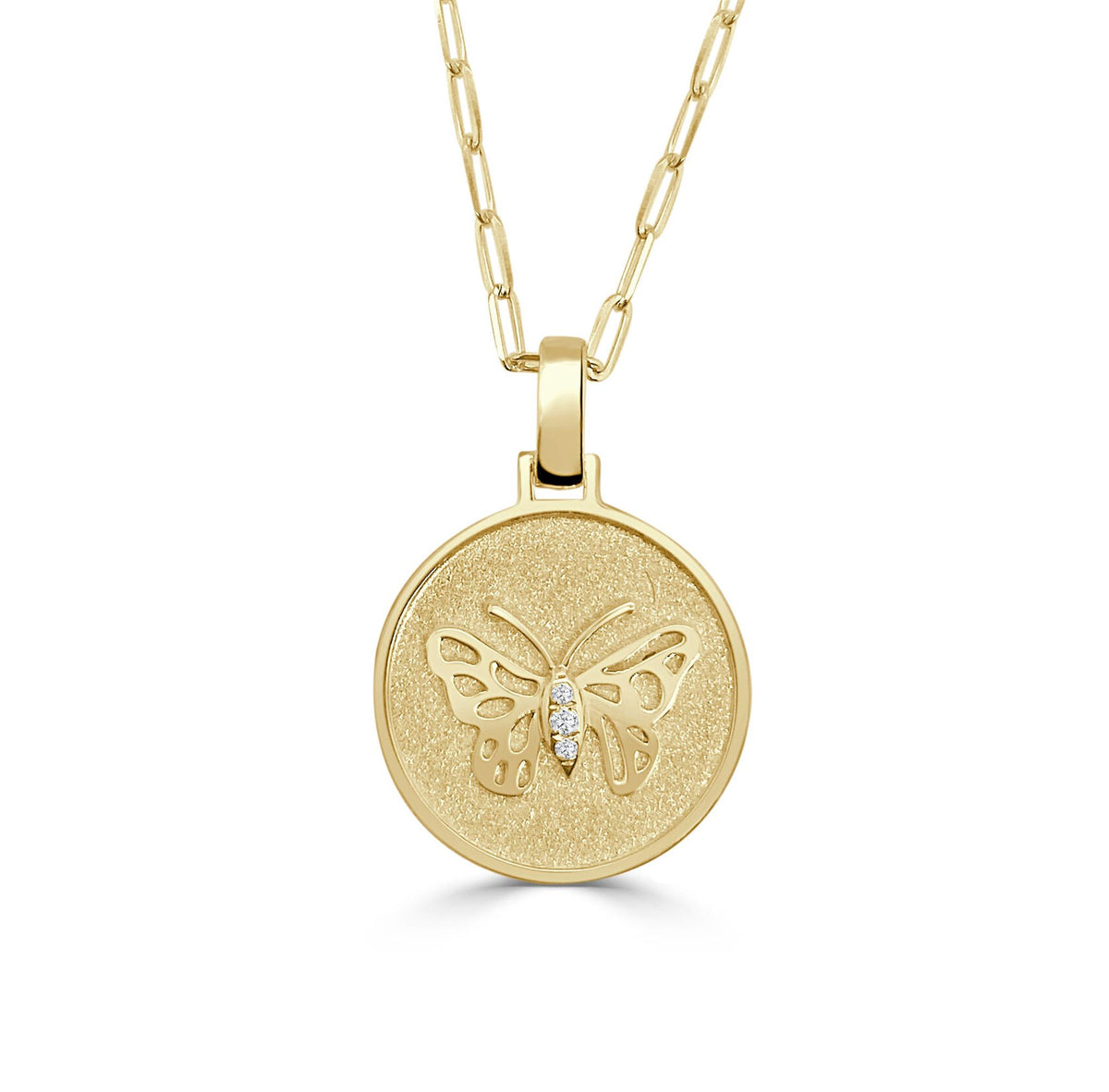 Frederic Sage 14Kt Yellow Gold Butterfly Pendant with .01cttw Natural Diamonds