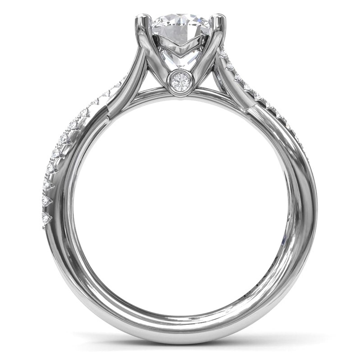 FANA 14Kt White Gold Crossover Engagement Ring Mounting - Round Center Stone Sold Separately