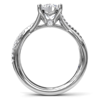 14Kt White Gold Free-Form Engagement Ring Mounting With 0.27cttw Natural Diamonds