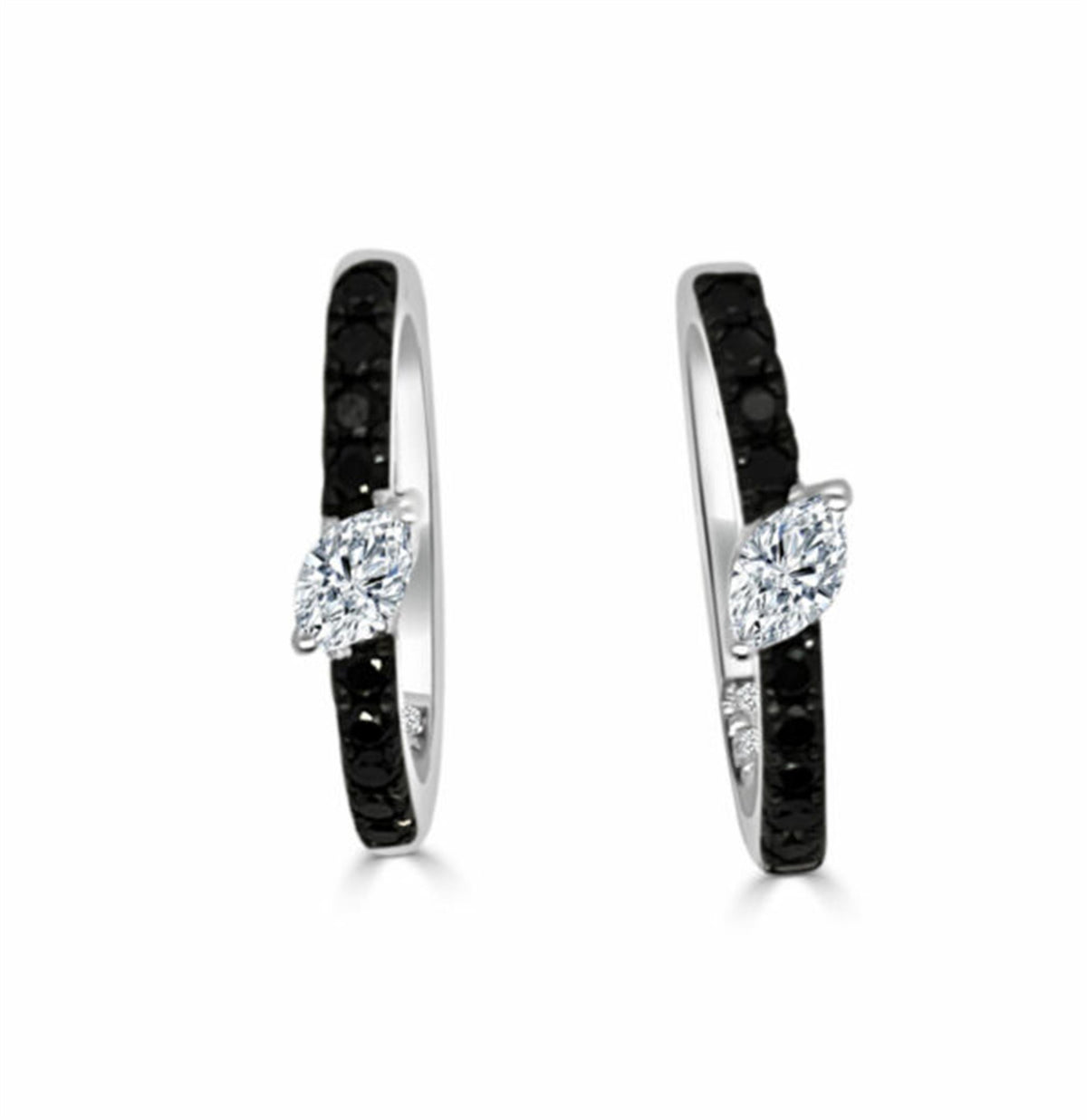 Frederic Sage 14Kt White Gold Marquise Hoop Earrings with 0.52cttw Natural Diamonds