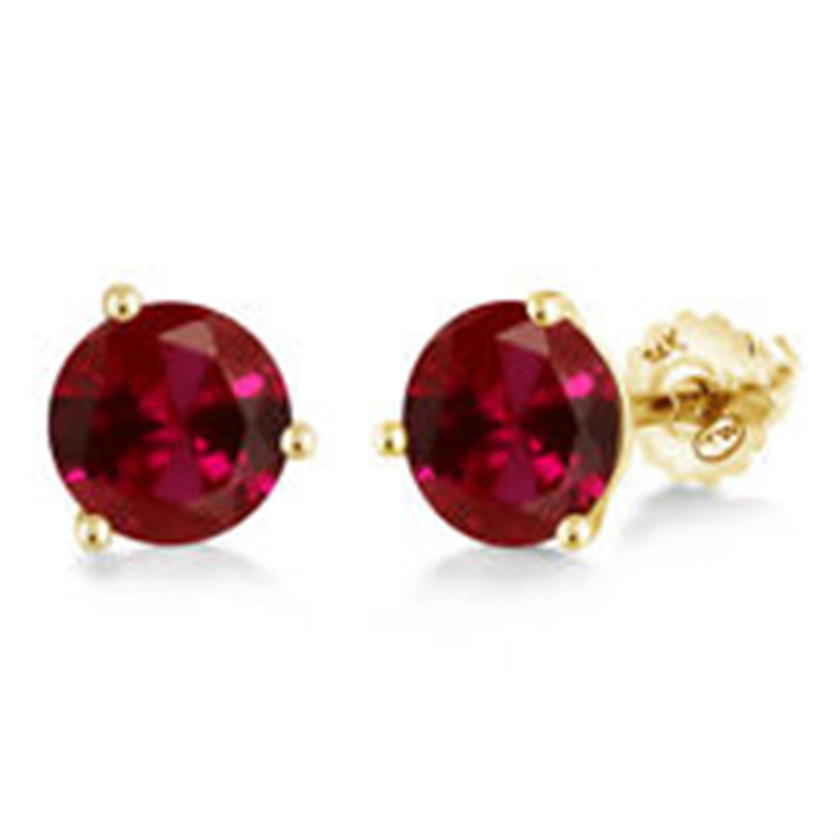 14Kt Yellow Gold Chatham Lab-Created 1.40cttw Ruby Stud Earrings