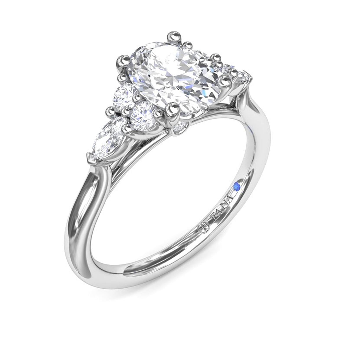 14Kt White Gold Classic Prong Engagement Ring Mounting With 0.42cttw Natural Diamonds
