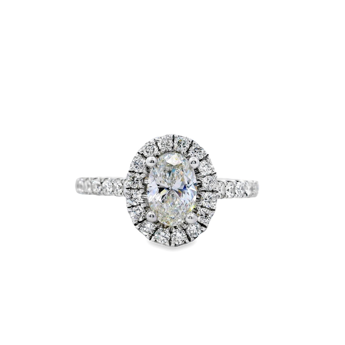 14Kt White Gold Giselle Oval Halo Ring With 0.70ct Natural Center Diamond