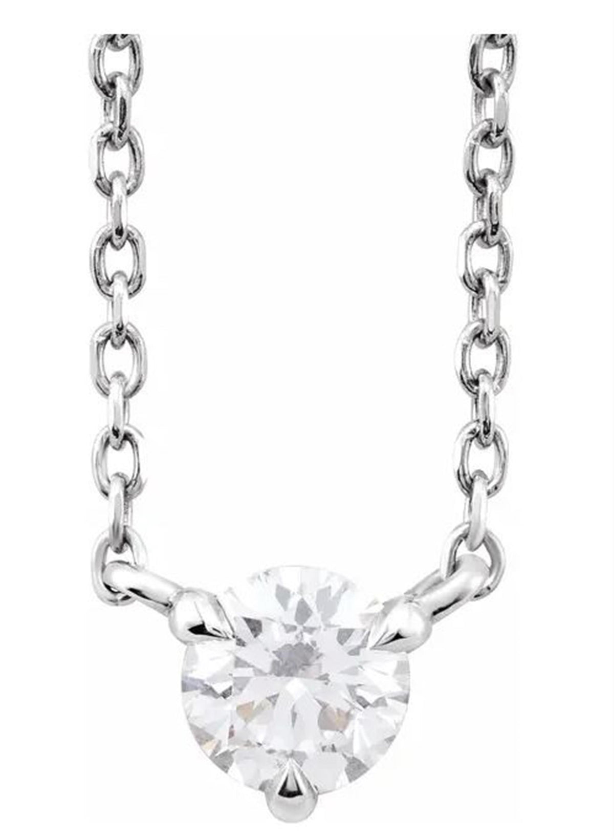 14Kt White Gold Stainary Solitaire Pendant With .24cttw Natural Diamond