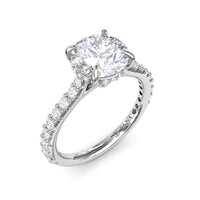 14Kt White Gold Classic Prong Engagement Ring Mounting With 0.47cttw Natural Diamonds
