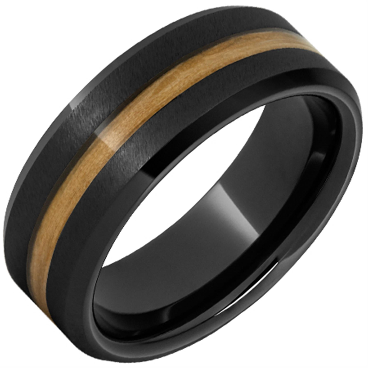 Ceramic Black Wood Inlay Band